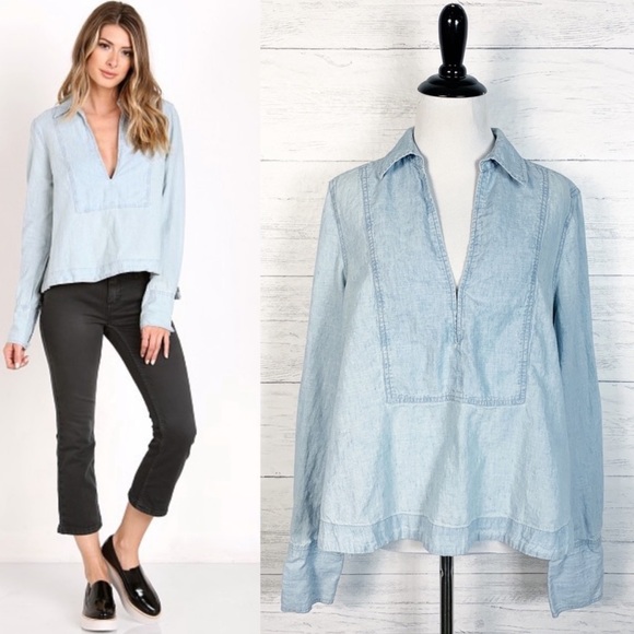 Free People Tops - Free People • Ready or Not Chambray Top S